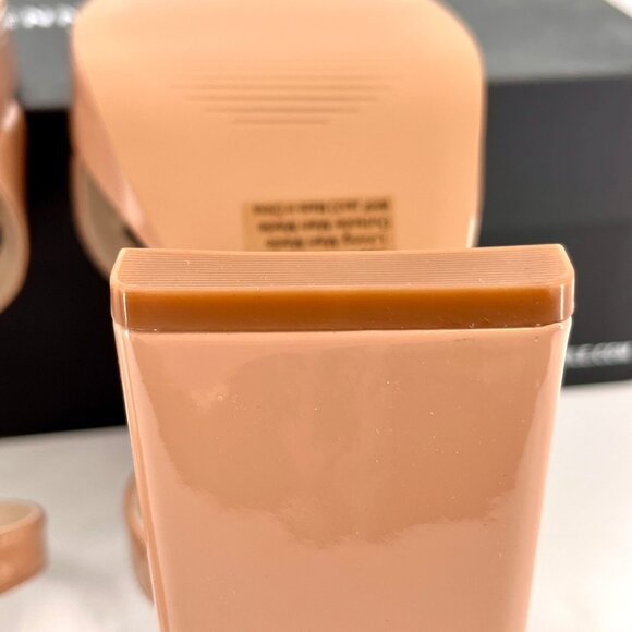 Kenneth Cole Tala Platform Heels Size 7M Buff Patent Strappy Square Toe Sandals - Picture 11 of 14